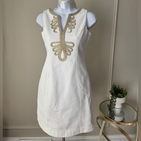 Lilly Pulitzer Dresses & Skirts - Lilly Pulitzer Elegant White and Gold Women's Dress Sz.00